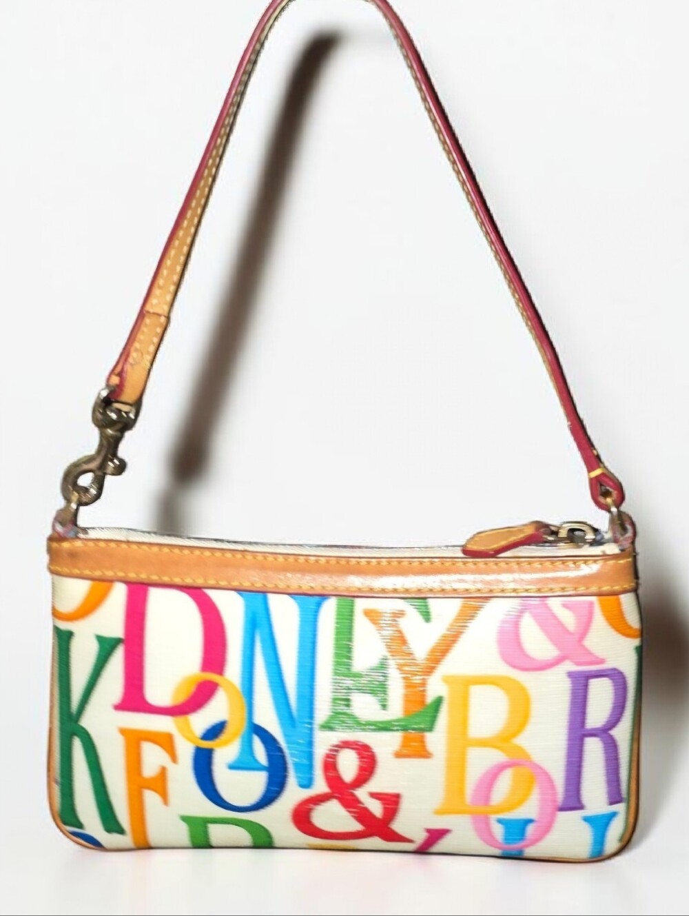 Vintage Dooney & Bourke Retro Grafica Large Slim Wristlet w/ Rainbow Zipper - Picture 3 of 12